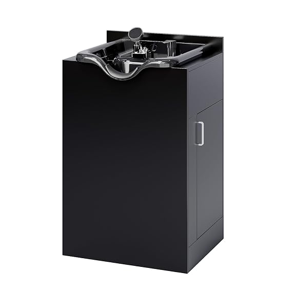 OmySalon Shampoo Bowl with Cabinet, Salon Wet Station with Sprayer Faucet Shampoo Cabinetry, Portable Hair Wash Sink for Beauty Spa Barber