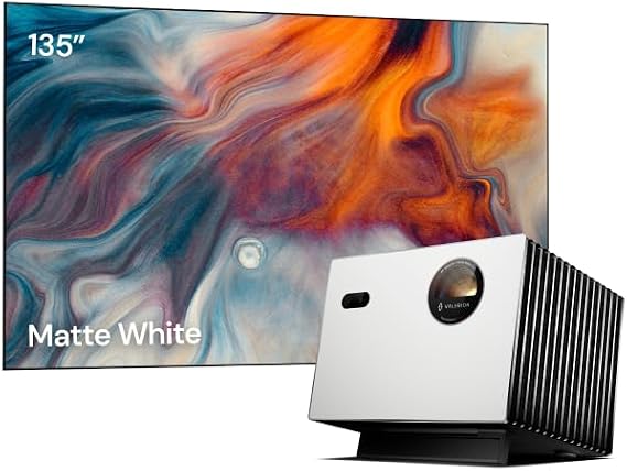 Valerion StreamMaster Plus2 4K Laser Projector with 135-inch Fixed Frame Projector Screen