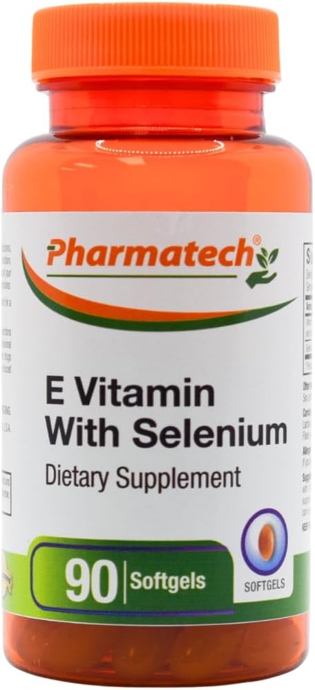 Vitamin E with Selenium Antioxidant Supplement for Immune Support, Supports Healthy Skin, Non-GMO & Gluten-Free, 90 Softgels, Made in USA