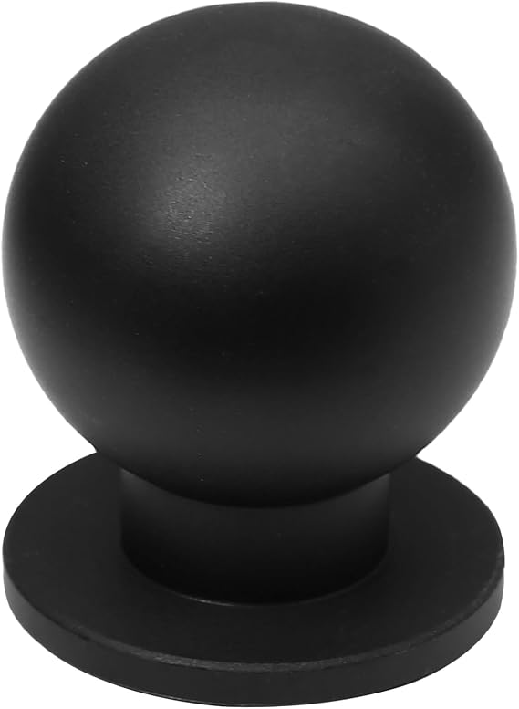 Jiozermi Round Matte Black Knobs, 1 Inch Diameter, 5 Packs