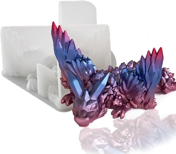 BIGEBO Gemstone Dragon Resin Mold, 3D Crystal Dragon Silicone Mold Dragon Figurine DIY Resin Molds for Epoxy Resin Art Gift Home Decor