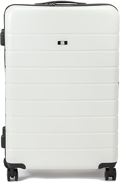 BIBA | Trolley Type Travel Suitcase, Ivo G Suitcase, Trolley Handle, Zipper and TSA Closure, ABS, white, L, Suitcases & Trolleys