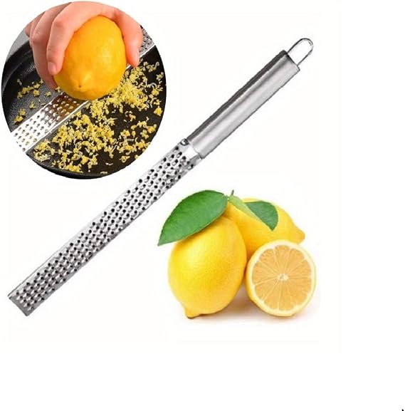Lemon Zester Grater,Stainless Steel Lemon Zester Cheese Shredder for Kitchen, Ideal for parmesan, Garlic, Nutmeg, Chocolate, Fruits, Vegetables,Silver