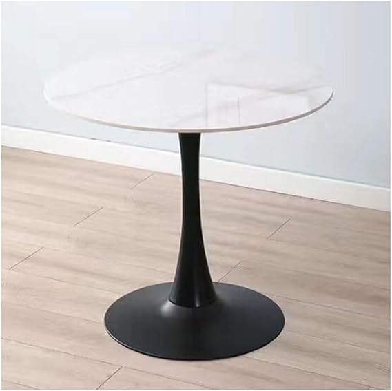 Modern Marble Round Bistro Dining Table with Metal Base 70cm Seats 4 Kitchen & Dining Room Furniture