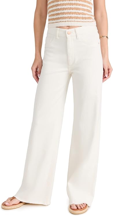 DL1961 Women's Hepburn Wide Leg High Rise Jeans, Eggshell, 25