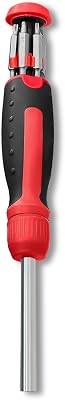 13-in-1 Ratcheting Screwdriver | Multi-Bit Storage | Retractable Cartridge | Handle with Cushion Grip | 14 Hex Shaft Star, Flat, Square Bit - RedBlack
