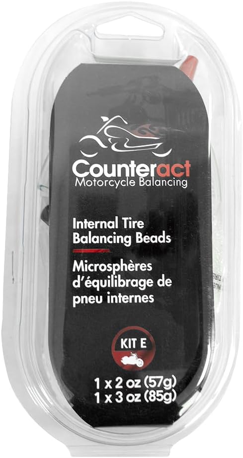 Counteract KIT-E Motorcycle Do It Yourself Tire/Wheel Balancing Beads Kit - (1) 2oz (1) 3oz Balancing Bead Applications, (2) Valve Caps and Cores, (1) Core Remover, Injector Bottle