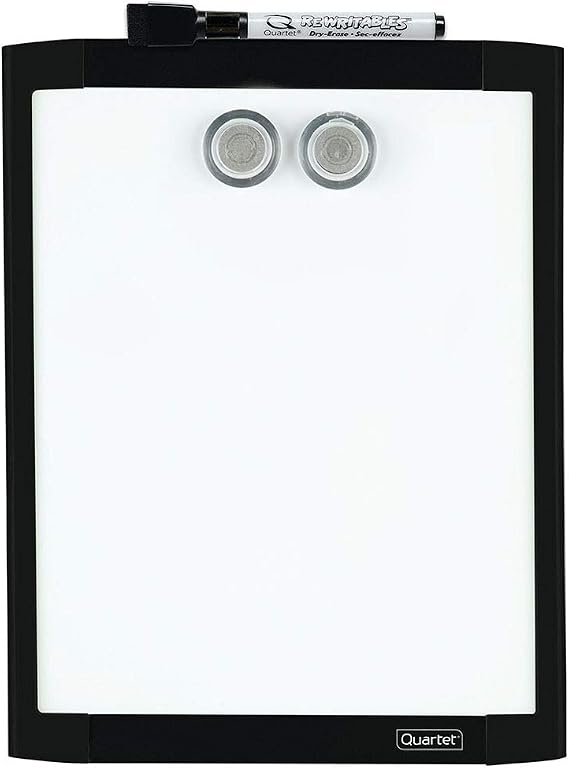Quartet Magnetic Whiteboard, 8-1/2" x 11" White Board for Wall, Dry Erase Board for Kids, Perfect for Home Office & Home School Supplies, 1 Dry Erase Marker, 2 Magnets, Black Frame (MHOW8511-BK)