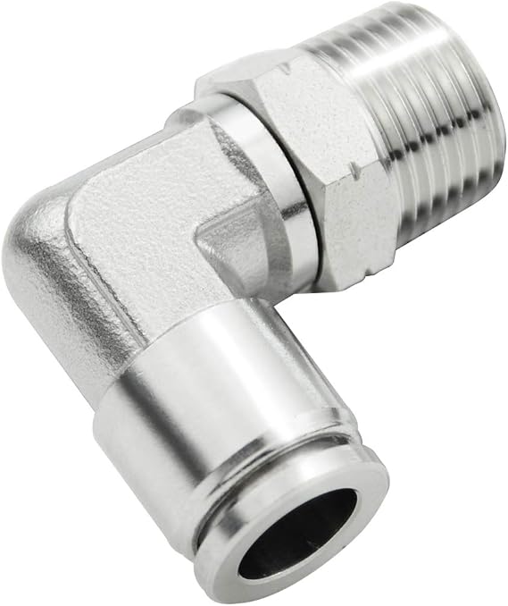 Beduan Push to Connect Fitting Elbow, 1/2" Tube OD x 1/2" NPT Male 90 Degree Elbow Adapter 304 Stainless Steel Air Union Fitting