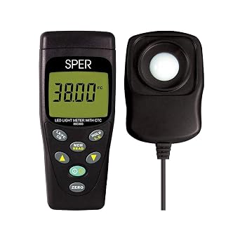 Sper Scientific LED Light Meter with Color Temperature Compensation 850006 - Accurate Lux & Foot Candle Readings for LED & Incandescent Lighting w/Adjustable Modes for Professional Lighting Analysis