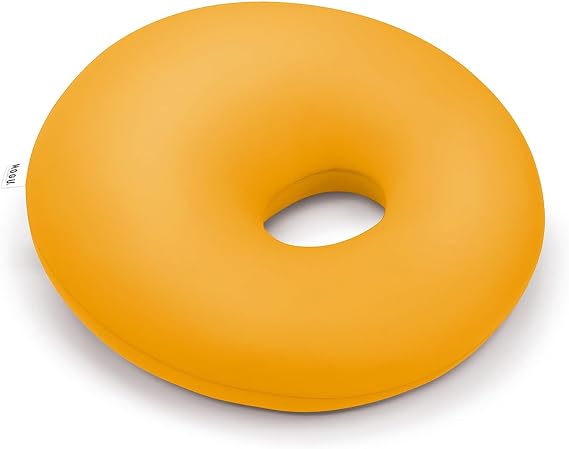MOGU Hole Cushion, Made in Japan, Bead Cushion, Resists Slipping, Powder Beads, Small Size, Approx. 14.2 x 14.2 x 5.9 inches 36 x 36 x 15 cm, Orange, Nursing Back, Nap Pillow, Support, Back, Hip, Office, Living Room, Chair, Sofa