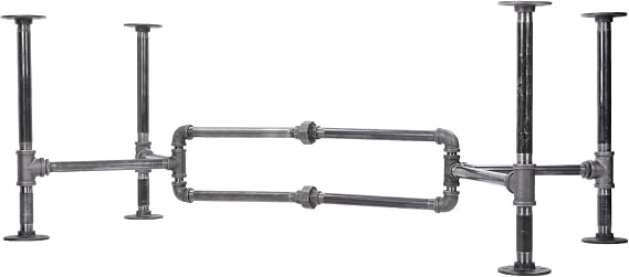 PIPE DECOR Coffee Table Leg Set, Rustic Industrial Living Room Office Table Base Kit, Dark Grey Black Rough Pipes and Fittings Heavy Weight Construction, Loop Design