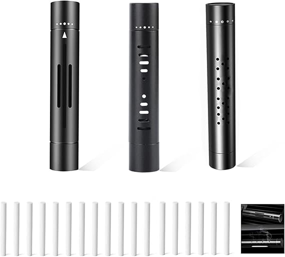 3 Packs Car Diffuser Vent Clip, Cylindrical Essential Oil Car Vent Clips Aroma Diffuser with 18 Refill Sticks for Car, Office, Bathroom, Kitchen, Pet Houses