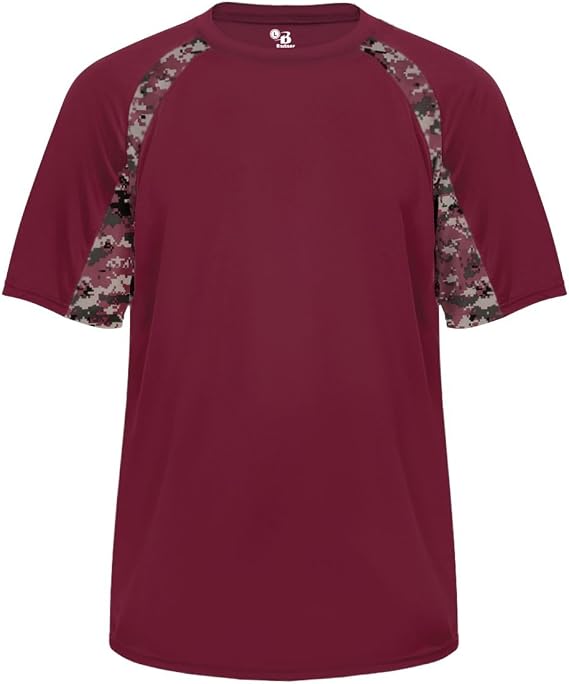 Badger Sport Maroon Digi-Camo Adult Large Short Sleeve