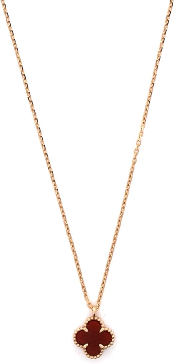 Pre-Loved Sweet Alhambra Pendant Necklace 18K Rose Gold and Carnelian, Rose Gold
