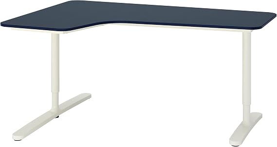 Ikea BEKANT corner desk left, 160x110 cm, linoleum blue/white