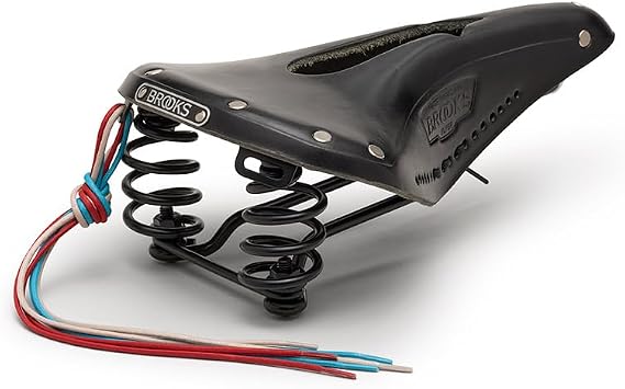 Brooks England Flyer Carved, Touring Leather Handmade Bike Saddle with Suspension Springs, Black, One Size
