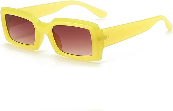 Trendy Rectangle Sunglasses for Women Men Retro 90s Sunglasses