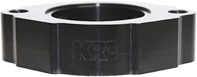 KRC Power Steering Water Neck Spacer, 1 in Thick, Two 38 in NPT Female Ports, O-Ring Seal, Aluminum, Black Anodize, Chevy V8, Each 15375000