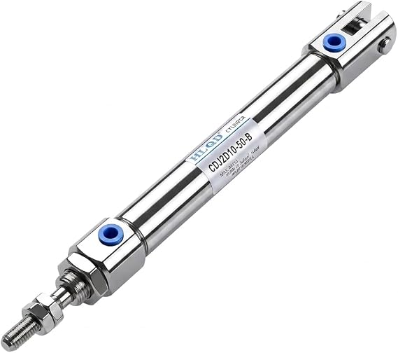 Mini Pneumatic Cylinder Air Actuator, Double Acting Linear Motion Control for Automation Equipment Stainless Steel 10mm Bore 50mm Stroke M5 Port 1pc