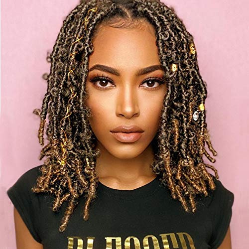 8 Packs Butterfly Locs Crochet Hair 10 Inch Pre-looped Bob Distressed Locs Soft Faux Locs Crochet Braids Butterfly Loc Twist Braiding Hair Synthetic Hair Extensions for Women 12StrandsPack, T27#