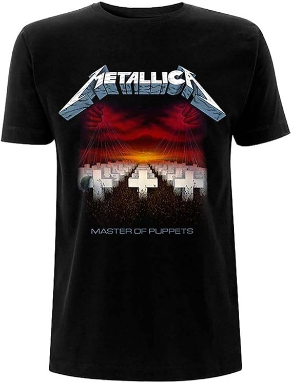 Metallica Unisex Tee: Master of Puppets Tracks (Back Print) - Medium - Black