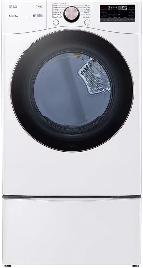 LG DLGX4001W 7.4 Cubic Feet Ultra Large Capacity Smart Wi-Fi Enabled Front Load Gas Dryer with TurboSteam Technology and Built In Intelligence (White)