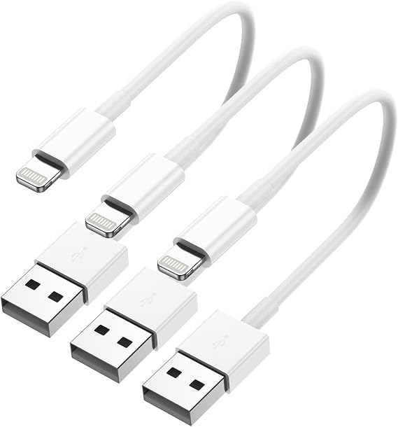 BSTOEM Genuine iPhone Charging Cable2025 Regular MFi Certified0.3m*3pcs Short 30cm Lightning Cable Short USB to Lightning Cord 2.4A Fast Charging & High-Speed Data Transfer Durable Break-Resistant