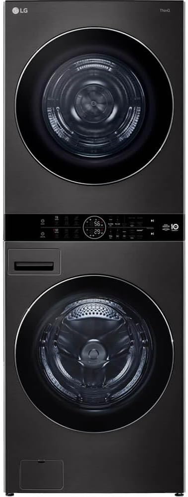 LG 5.0 cu. ft. Washer 7.8 cu. ft. Dual Inverter Heat Pump Ventless Dryer Electric Laundry Center in Black Steel