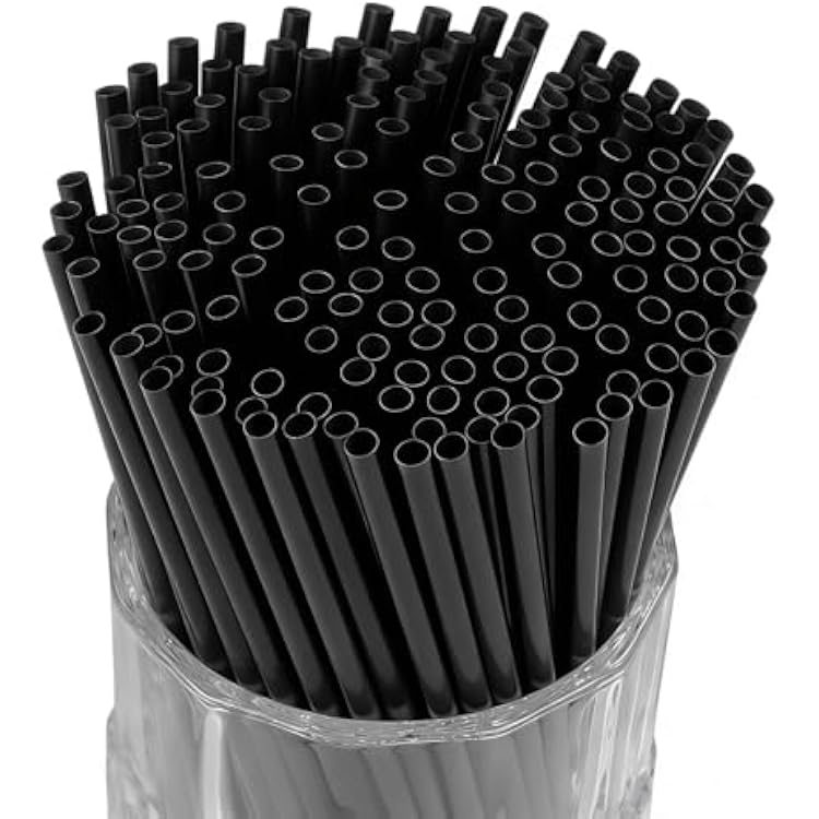 YAOSHENG [500 Count] 5.12 Inch Cocktail Stirrers Black Straws Coffee Plastic Sip Stir Swizzle Sticks for Coffee,Cocktail,Party, Bar, Kitchen, Cafe