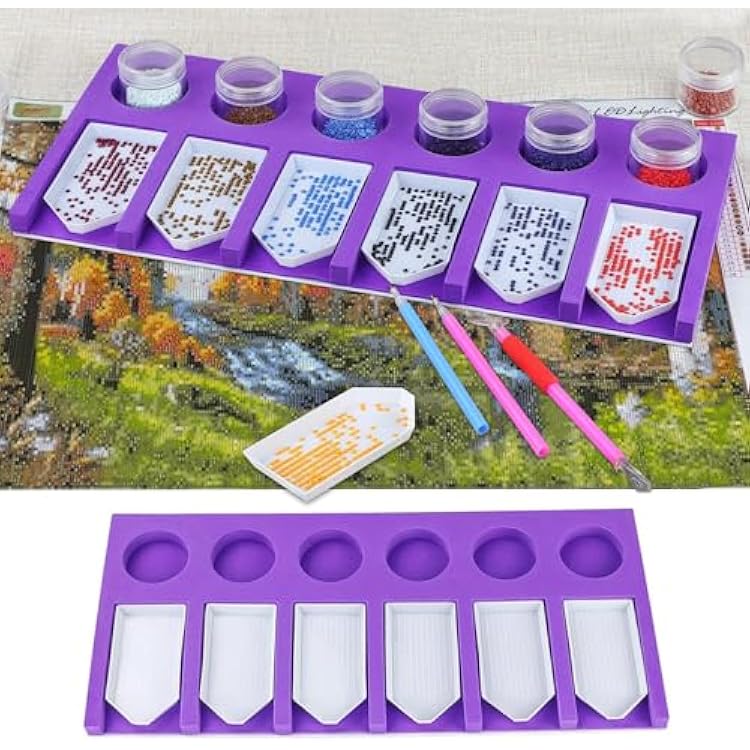 Diamond Painting Tray, Art Crafts Diamond Tray Organizer Tools Kits,Art Beads Sorting Storage containers,Diamond Art Tools Kits for Rhinestones5D Diamond EmbroideryDIY Crafts 6 Slots Tray
