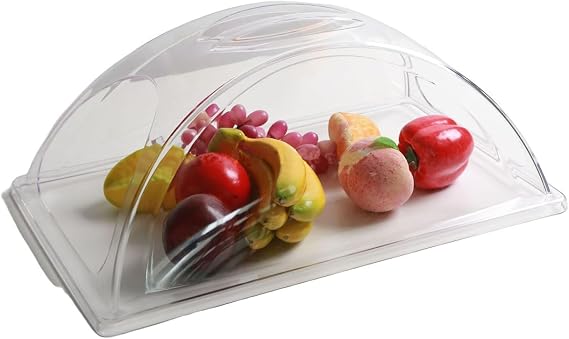 Full Size Chafing Dish Cover Clear Dome Bakery Pan Plastic Food Display Cover Dustproof Lid for Dessert Exhibition,Set of 1