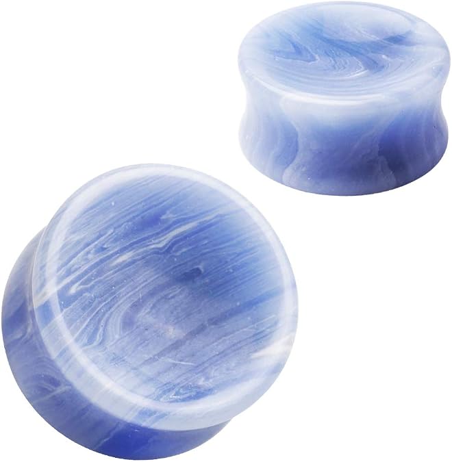 Bluelace Agate Concave Stone Saddle Plug
