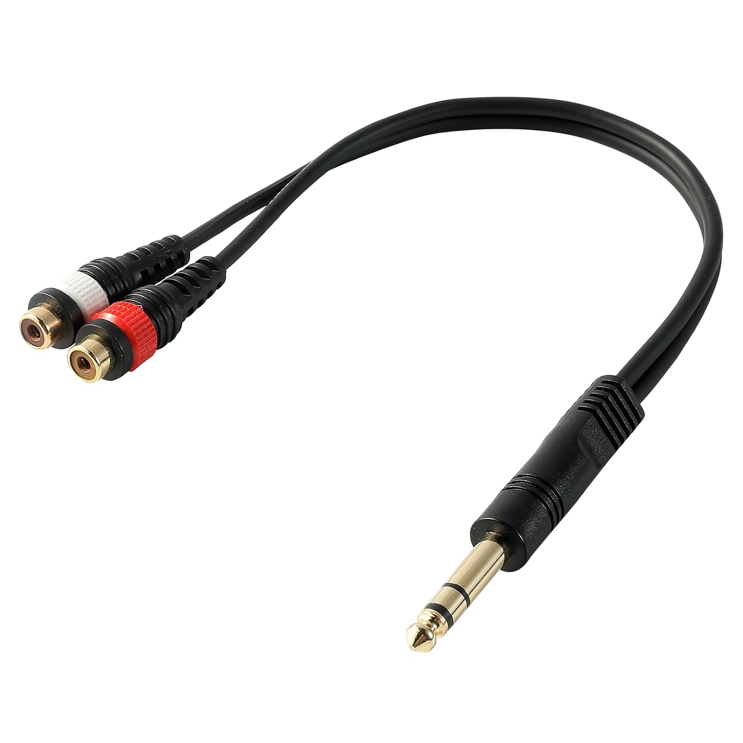 6.35mm to 2RCA Splitter Cable, 14 inch TRS Stereo Jack Male to 2 RCA Female Plug, Audio Adapter Splitter Converter Cord Black 25cm10inch