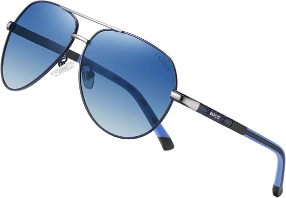 Barcur Polarized Aviator Sunglasses for Men Women Large Lens uv Protection(Blue Gradient)
