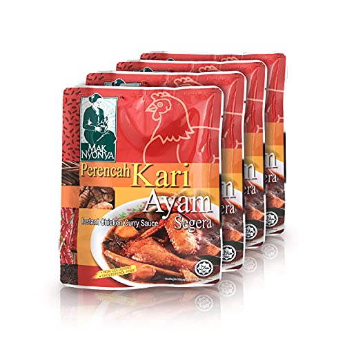 Mak Nyonya Instant Chicken Curry Sauce 7oz, 4 packs | Authentic Asian Food Nyonya Style | Chicken Curry Paste For Prepare Tasty Bite Curry Chicken Breast Chicken Thighs & Other Meat Item