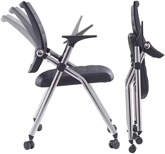 Foldable Office Chair with Comfortable Back,Stackable Conference Room Chair,Office Folding Chair,Conference Room Chair, Office Guest Reception Meeting Chair,Black