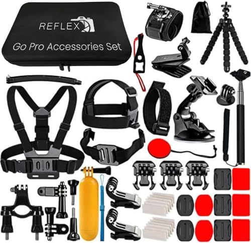 REFLEX CAMERA 50 in 1 Action Camera Accessories Kit Compatible with GoPro Hero 1312111098, DJI Osmo Action 2, 3, 4, Pro 5, Insta360 Ace ProAce Pro 2 Akaso and other Sports Cameras & Durable Case