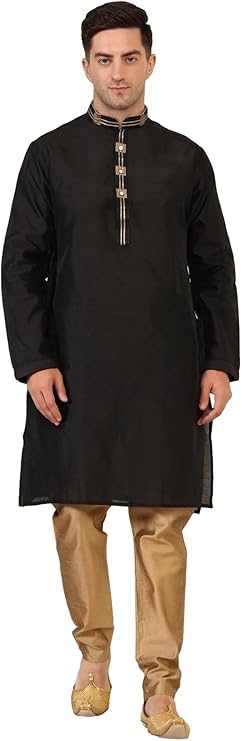 ITOS365 Men's Tunic Art Silk Kurta Pajama Pyjama Set Wedding Indian Clothing Casual Party Dress Gifts Items