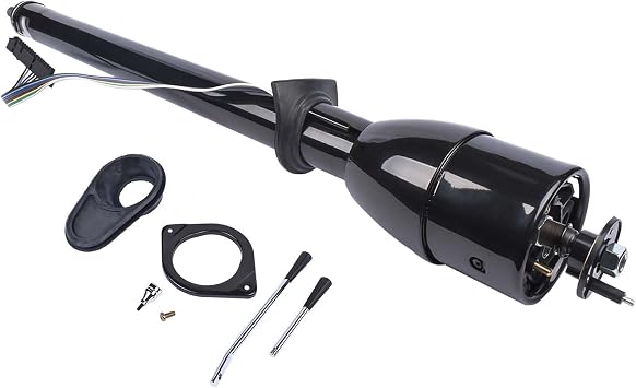 Replacement for GM 35 Inch Tilt Manual Steering Column Floor Shift Hot Rod Replacement for 1967-1972 Chevy GMC C10 C20, Stainless Steel Black Coating