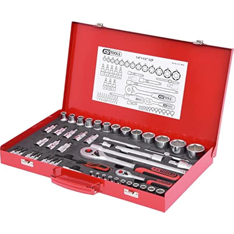 KS TOOLS 14 12 Socket Set, 52 pcs, one Size, Clear