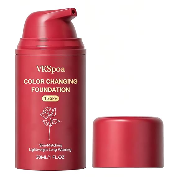 Color Changing Foundation - Self-Adjusting Liquid Foundation for Mature Skin, Color Match, Buildable Coverage, Natural Finish, Blends Well without Settling into Fine Lines