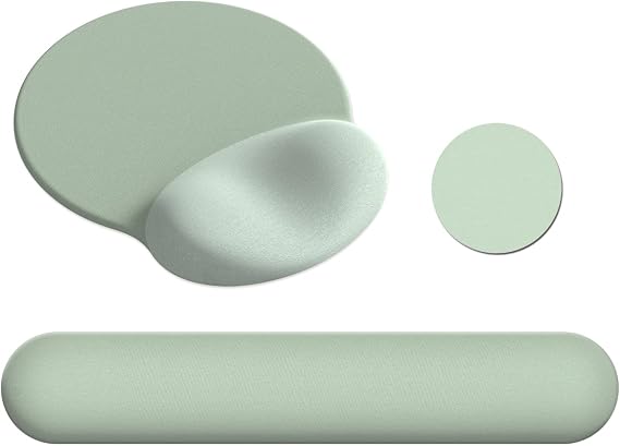 AIMSA Mouse Pad with Wrist Rest Support, Keyboard Wrist Rest Set, Ergonomic Memory Foam Mousepad for Computer Keyboard, Easy Typing and Pain Relief, Green