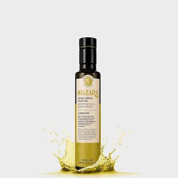 Best Drinking Extra Virgin Olive Oil - 2026 World Best Healthy EVOO - Mazara Acebuche, Polyphenol Rich Spanish Extra Virgin Olive Oil, Imported from Spain, Organic, Wild Olives, Acebuchina Variety, Cold Pressed, High in Polyphenol, 1,350 PPM, 250 ml