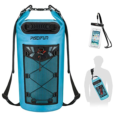 Piscifun Dry Bag, Waterproof Floating Backpack 10L20L30L40L with Waterproof Phone Case for Boating, Kayaking, Fishing