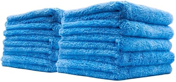Ethos Plush 470 Microfiber Towels for Cars - Premium Car Detailing Towels - Edgeless Ultrasoft Micro Fiber Cloth for Car Wash, Interior & Exterior (10 - Prime Blue 470GSM)