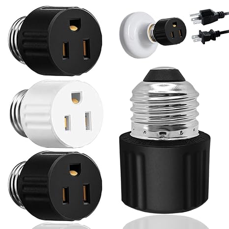 Light Socket to Plug Adapter, Convert Light Bulb Socket to Outlet Adapter