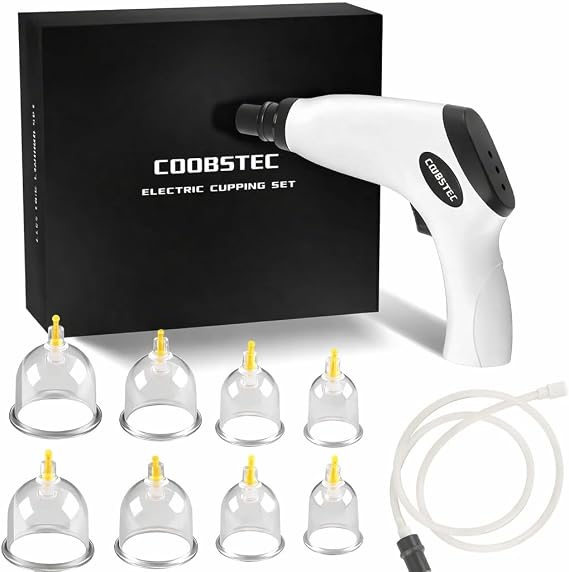 Cupping kit for Massage Therapy, Profession Cupping Set with Electric Cupping Guasha Pump, Cupping Therapy Set with 8pcs High Temp and High Pressure Resistant Vacuum Suction Cups for Cellulite