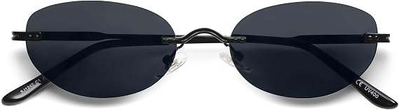 SOJOS Retro Oval Sunglasses Womens Trendy Rimless Sun Glasses Vintage Narrow Shades SJ1242