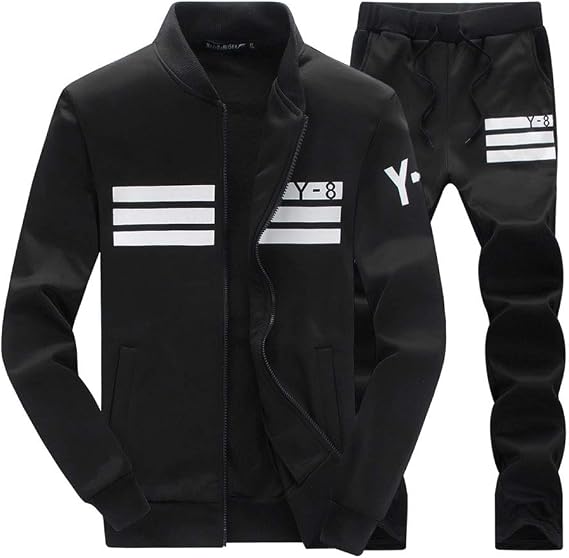 Men's 2 Piece Outfits Casual Track Suit Jacket+ Pants Jogger Set